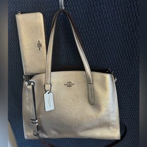 Authentic Coach Rose Gold Bag with matching Wallet